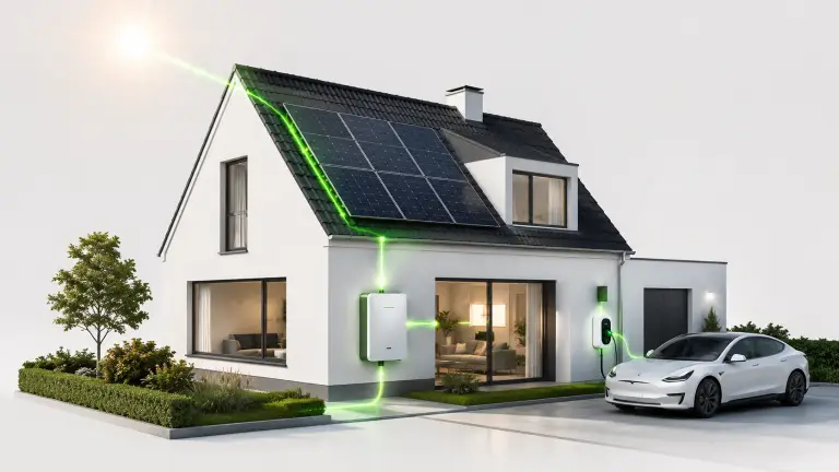 Woning met zonnepanelen en een thuisbatterij van Lumion Energy